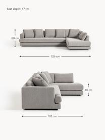 Sofa Bouclé XL Tribeca, Tapicerka: Bouclé (93% poliester, 6%, Stelaż: drewno bukowe, drewno sos, Nogi: drewno sosnowe Ten produk, Szary Bouclé, S 326 x G 192 cm, prawostronna