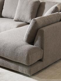 Sofa Bouclé XL Tribeca, Tapicerka: Bouclé (93% poliester, 6%, Stelaż: drewno bukowe, drewno sos, Nogi: drewno sosnowe Ten produk, Szary Bouclé, S 326 x G 192 cm, prawostronna