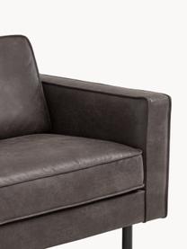 Sofa ze skóry z recyklingu Hunter (3-osobowa), Tapicerka: skóra z recyklingu (70% s, Stelaż: lite drewno sosnowe, płyt, Nogi: metal malowany proszkowo , Antracytowa skóra, S 264 x G 90 cm