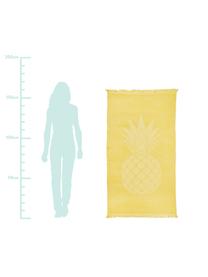 Telo mare in cotone Capri Pineapple, Giallo, Larg. 90 x Lung. 160 cm