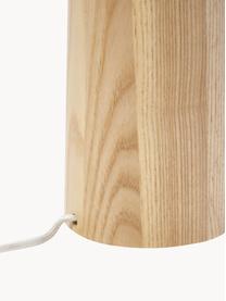 Lampada da terra in legno di frassino chiaro Jascha, Base della lampada: legno di frassino certifi, Paralume: tessuto in look lino, Legno di frassino, bianco, Ø 50 x Alt. 145 cm