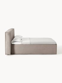 Boxspringbett Lennon, Bezug: 100 % Polyester Der strap, Matratze: 7-Zonen-Taschenfederkern, Füße: Massives Birkenholz Diese, Webstoff Taupe, B 140 x L 200 cm, Härtegrad H2