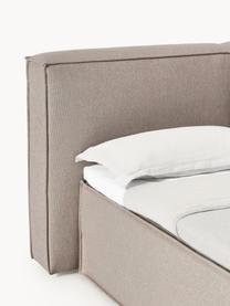 Boxspringbett Lennon, Bezug: 100 % Polyester Der strap, Matratze: 7-Zonen-Taschenfederkern, Füße: Massives Birkenholz Diese, Webstoff Taupe, B 140 x L 200 cm, Härtegrad H2