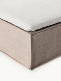 Boxspringbett Lennon, Bezug: 100 % Polyester Der strap, Matratze: 7-Zonen-Taschenfederkern, Füße: Massives Birkenholz Diese, Webstoff Taupe, B 140 x L 200 cm, Härtegrad H2