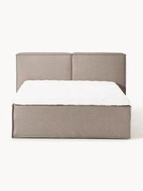 Boxspringbett Lennon, Bezug: 100 % Polyester Der strap, Matratze: 7-Zonen-Taschenfederkern, Füße: Massives Birkenholz Diese, Webstoff Taupe, B 140 x L 200 cm, Härtegrad H2