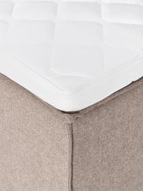 Boxspringbett Lennon, Bezug: 100 % Polyester Der strap, Matratze: 7-Zonen-Taschenfederkern, Füße: Massives Birkenholz Diese, Webstoff Taupe, B 140 x L 200 cm, Härtegrad H2