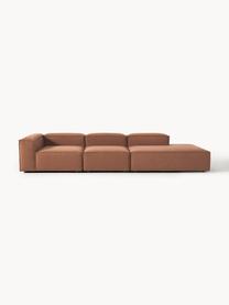 Modulaire XL chaise longue Lennon, Bekleding: 100% polyester De slijtva, Frame: massief grenenhout, FSC-g, Poten: kunststof, Geweven stof nougatkleurig, B 357 x D 119 cm, armleuning rechts