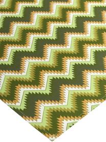 Mantel Zigzag antimanchas de teflón, 100% poliéster con revestimiento de teflón, Verde, De 8 a 10 comensales (An 135 x L 280 cm)