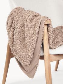 Coperta in tessuto teddy Dotty, Retro: 95% poliestere, 5% elasta, Torrone, Larg. 130 x Lung. 170 cm