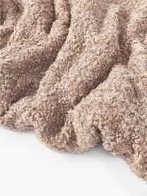 Coperta in tessuto teddy Dotty, Retro: 95% poliestere, 5% elasta, Torrone, Larg. 130 x Lung. 170 cm