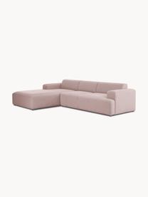 Ecksofa Melva (4-Sitzer), Bezug: 100% Polyester Der hochwe, Gestell: Massives Kiefernholz, Spa, Füße: Kunststoff Dieses Produkt, Webstoff Hellrosa, B 319 x T 196 cm, Eckteil links