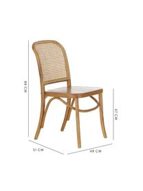 Silla de madera Franz, Asiento: ratán, Estructura: madera de roble maciza pi, Marrón, An 48 x F 59 cm