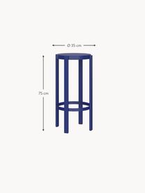 Kovová barová stolička Doon, Oceľ s práškovým náterom, Kráľovská modrá, Ø 35 x V 75 cm