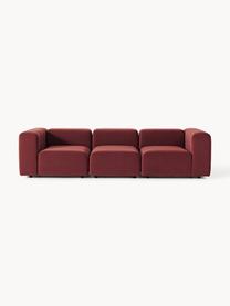 Modulares Samt-Sofa Lena (4-Sitzer), Bezug: Samt (100 % Polyester) De, Gestell: Buchenholz, Spanplatte, H, Füße: Kunststoff, Samt Weinrot, B 287 x T 106 cm