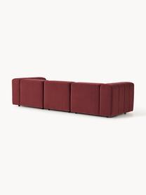 Modulares Samt-Sofa Lena (4-Sitzer), Bezug: Samt (100 % Polyester) De, Gestell: Buchenholz, Spanplatte, H, Füße: Kunststoff, Samt Weinrot, B 287 x T 106 cm