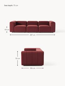 Modulares Samt-Sofa Lena (4-Sitzer), Bezug: Samt (100 % Polyester) De, Gestell: Buchenholz, Spanplatte, H, Samt Weinrot, B 287 x T 106 cm