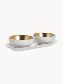 Dipschälchen Glitz, 3er-Set, Steingut, Weiß, Goldfarben, Ø 10 x H 4 cm