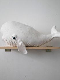 Cuscino-peluche fatto a mano Beluga, varie misure, Bianco latte, maculato, Larg. 46 x Alt. 21 cm