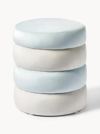 Pouf en velours Alto, Velours blanc crème, bleu ciel, Ø 42 x haut. 47 cm