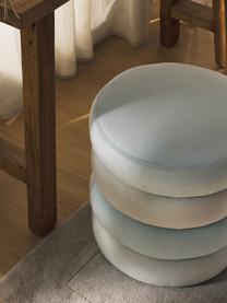 Pouf in velluto Alto, Rivestimento: velluto (100% poliestere), Struttura: legno di pino massiccio, , Velluto bianco crema, azzurro, Ø 42 x Alt. 47 cm