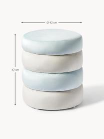 Pouf en velours Alto, Velours blanc crème, bleu ciel, Ø 42 x haut. 47 cm