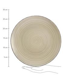 Ręcznie malowany talerz duży Baita, 6 szt., Kamionka (twardy dolomit), ręcznie malowana, Greige, Ø 27 cm