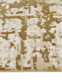 Tapis vintage vert beige à franges Cordoba, Vert olive, beige