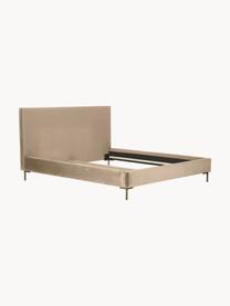 Cama tapizada en terciopelo Peace, Tapizado: terciopelo de poliéster R, Estructura: madera de pino maciza con, Patas: metal Este producto está , Terciopelo beige, An 140 x L 200 cm