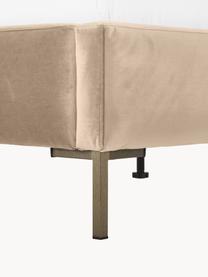 Cama tapizada en terciopelo Peace, Tapizado: terciopelo de poliéster R, Estructura: madera de pino maciza con, Patas: metal Este producto está , Terciopelo beige, An 140 x L 200 cm