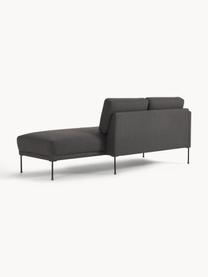 Chaise longue Fluente, Bekleding: 100% polyester. Met 40.00, Frame: massief grenenhout, Poten: gepoedercoat metaal Dit p, Geweven stof antraciet, B 202 x D 85 cm, rugleuning links