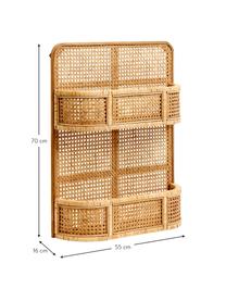 Wandregal Lucca mit Wiener Geflecht, Rattan, naturbelassen, Braun, B 55 x H 70 cm