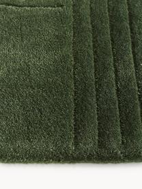 Alfombra artesanal de lana Mason, Parte superior: 100% lana, Reverso: 100% algodón Las alfombra, Verde oscuro, An 80 x L 150 cm(Tamaño XS)