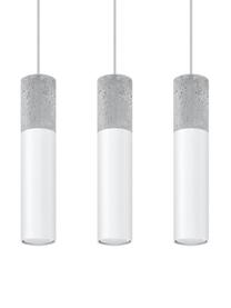 Hanglamp Edo van beton, Lampenkap: beton, staal, Baldakijn: staal, Grijs, wit, Ø 6 x H 30 cm