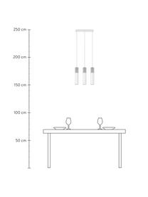 Hanglamp Edo van beton, Lampenkap: beton, staal, Baldakijn: staal, Grijs, wit, Ø 6 x H 30 cm