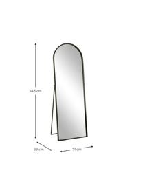 Vloerspiegel Espelho met zwarte metalen lijst, Lijst: gecoat metaal, Spiegelglas: glas, Zwart, B 51 x H 148 cm