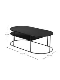 Ovaler Metall-Couchtisch Grayson, Metall, beschichtet, Schwarz, B 120 x T 60 cm