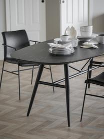 Eettafel Springdale met marmerlook, 200 x 98 cm, Tafelblad: MDF met keramisch oppervl, Poten: gepoedercoat metaal, Zwart, B 200 x D 98 cm