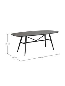 Jídelní stůl s deskou v mramorovém vzhledu Springdale, 200 x 98 cm, Černá, Š 200 cm, H 98 cm