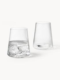 Vasos artesanales con relieves Cami, 4 uds., Vidrio soplado artesanalmente, Transparente, Ø 8 x Al 10 cm