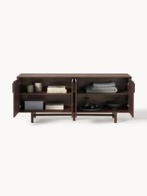 Credenza in legno di quercia Diana, Gambe: legno massello di quercia, Maniglie: lega di alluminio, Legno scuro, Larg. 180 x Alt. 76 cm