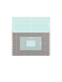 Handgewebter Boho-Teppich Sydney mit Fransen, 60% Baumwolle, 40% Wolle, Hellgrau, Creme, B 160 x L 230 cm (Größe M)