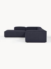 Modulares XL-Ecksofa Lennon, Bezug: 100 % Polyester Der strap, Gestell: Massives Kiefernholz FSC-, Füße: Kunststoff, Webstoff Dunkelblau, B 329 x T 269 cm, Eckteil links