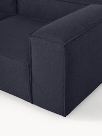 Modulares XL-Ecksofa Lennon, Bezug: 100 % Polyester Der strap, Gestell: Massives Kiefernholz FSC-, Füße: Kunststoff, Webstoff Dunkelblau, B 329 x T 269 cm, Eckteil links