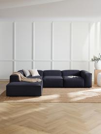 Modulares XL-Ecksofa Lennon, Bezug: 100 % Polyester Der strap, Gestell: Massives Kiefernhol, Sper, Webstoff Dunkelblau, B 329 x T 269 cm, Eckteil links