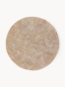 Pluizig rond hoogpolig vloerkleed Leighton, Microvezels (100% polyester, GRS-gecertificeerd), Nougat, Ø 120 cm (maat S)