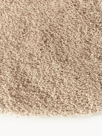 Okrúhly huňatý koberec s vysokým vlasom Leighton, Mikrovlákno (100 % polyester, GRS certifikát), Nugátová, Ø 120 cm (veľkosť S)