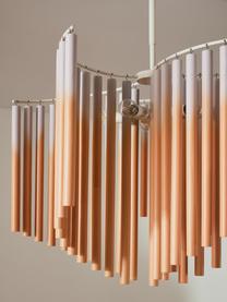 Grote design hanglamp Coralie, Lampenkap: 100% essenhout, Roze, oranje, B 80 x H 87 cm