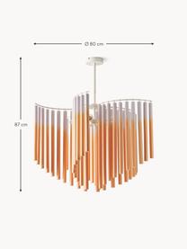 Grosse Design Pendelleuchte Coralie, Dekor: 100 % Eschenholz, FSC-zer, Orange, Lavendel, B 80 x H 87 cm