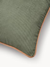 Housses de coussin 45x45 en velours Carter, 2 pièces, 88 % polyester, 12 % nylon, Vert olive, orange, larg. 45 x long. 45 cm