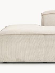 Chaise longue XL componibile in velluto a coste Lennon, Rivestimento: velluto a coste (92% poli, Struttura: legno di pino massiccio, , Piedini: plastica I piedini si tro, Velluto a coste beige chiaro, Larg. 357 x Prof. 119 cm, schienale a sinistra